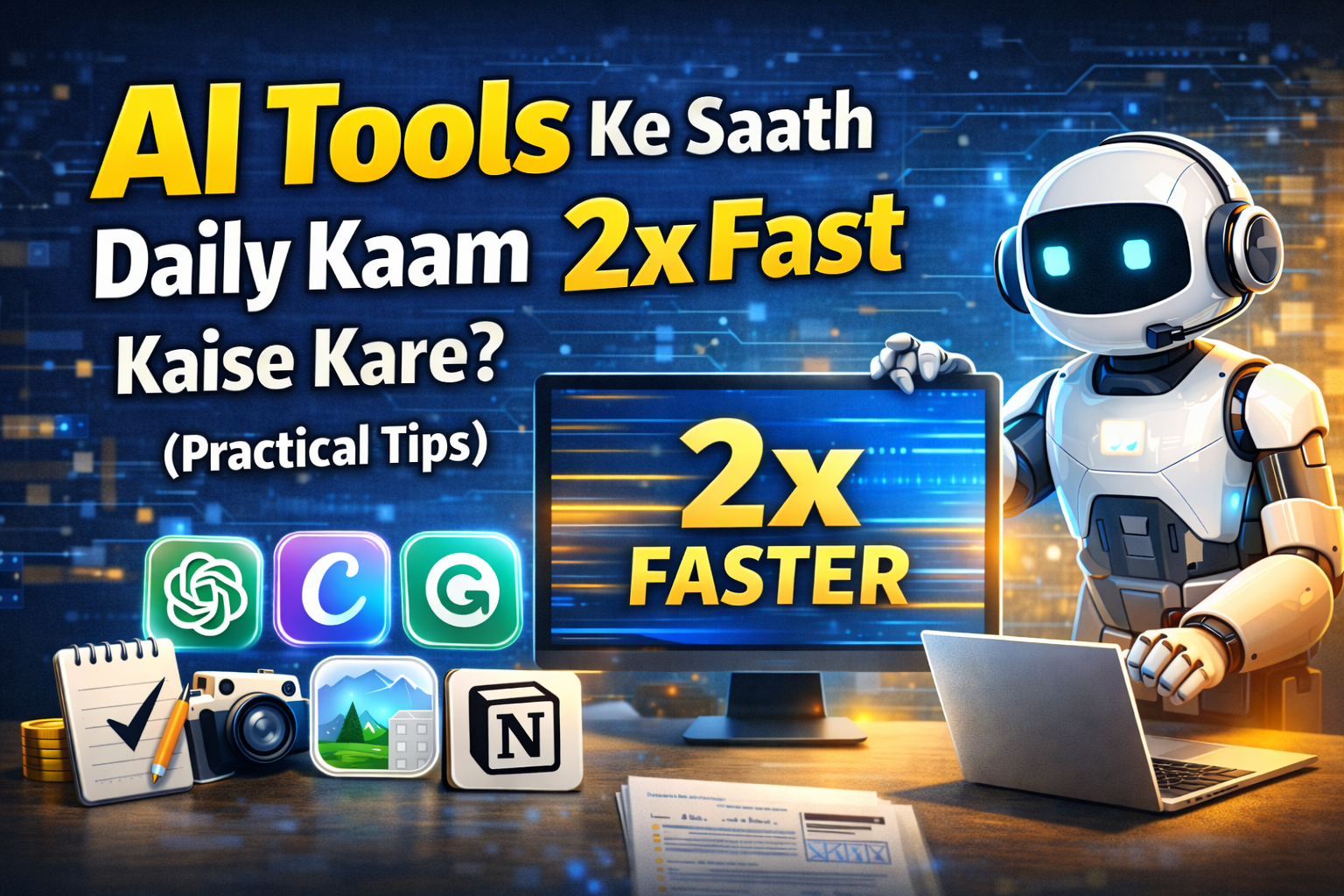 AI Tools Ke Saath Daily Kaam 2x Fast Kaise Kare? (Practical Tips)