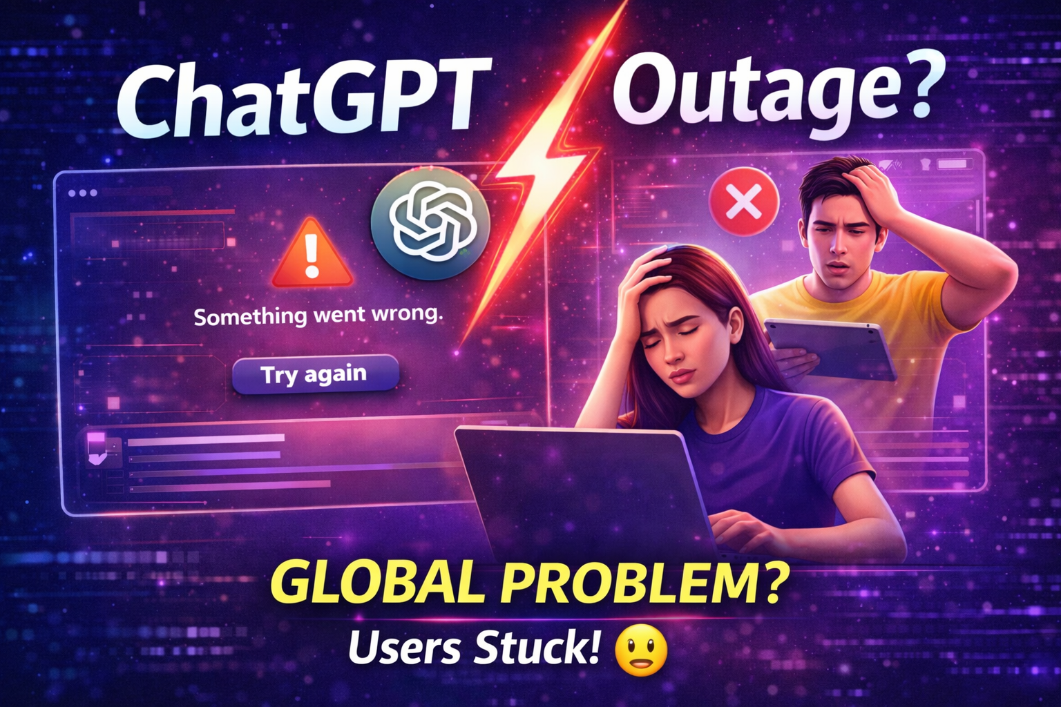 Digital outage frustration displayed visually