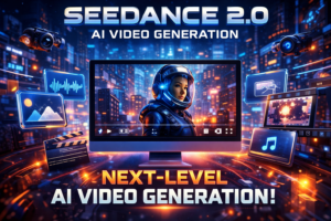 Futuristic AI video generation hub
