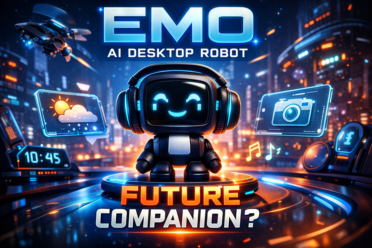 Futuristic EMO robot companion concept